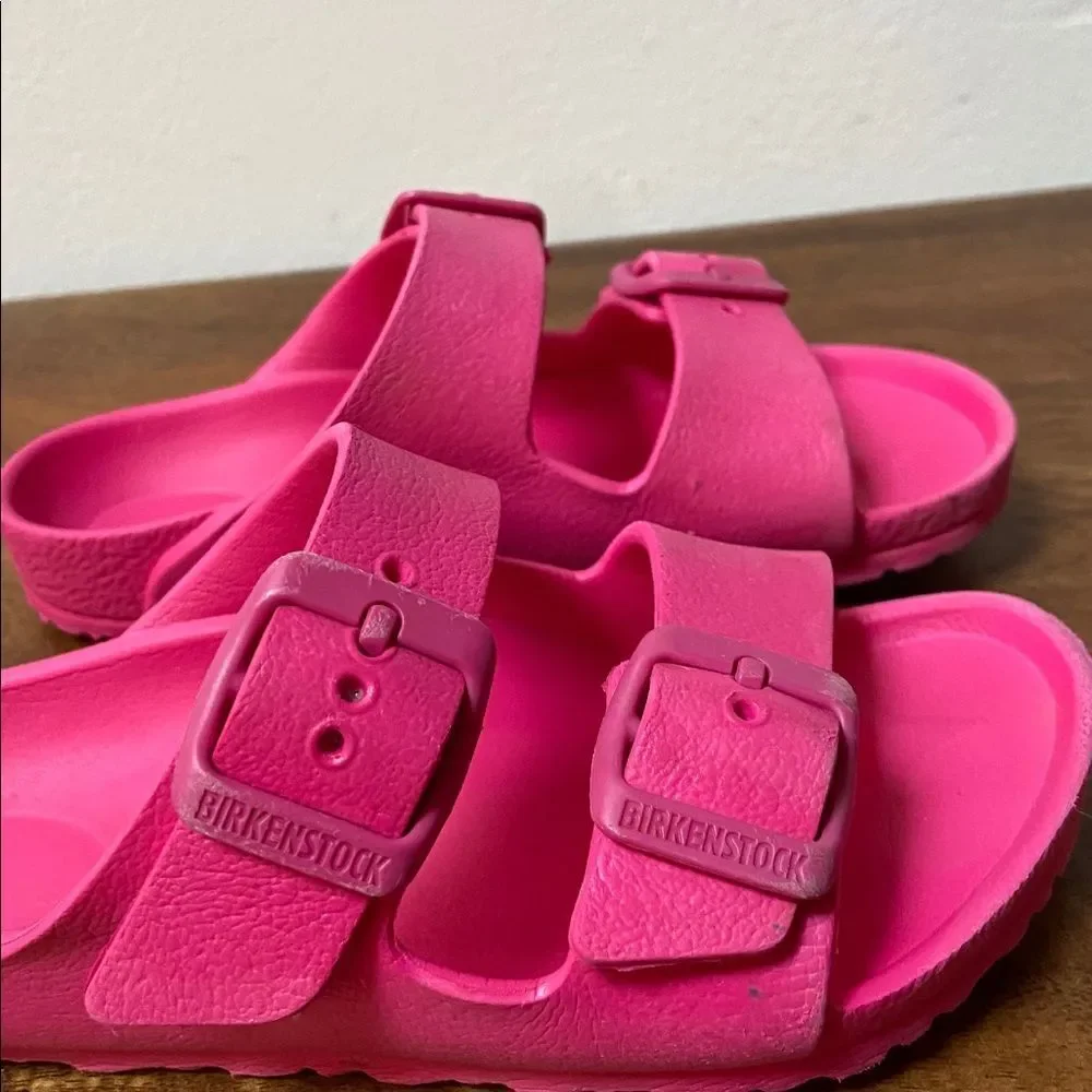 Birkenstock Kids Hot Pink Double Buckle Slides
